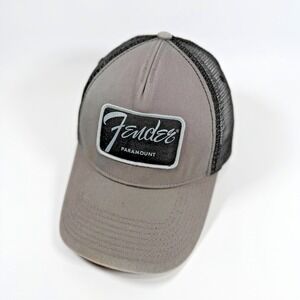 Fender Paramount Guitar Trucker Hat Gray Black Mesh Snapback Cap Authentic Merch